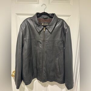 Columbia Men's Dark Gray Leather Jacket